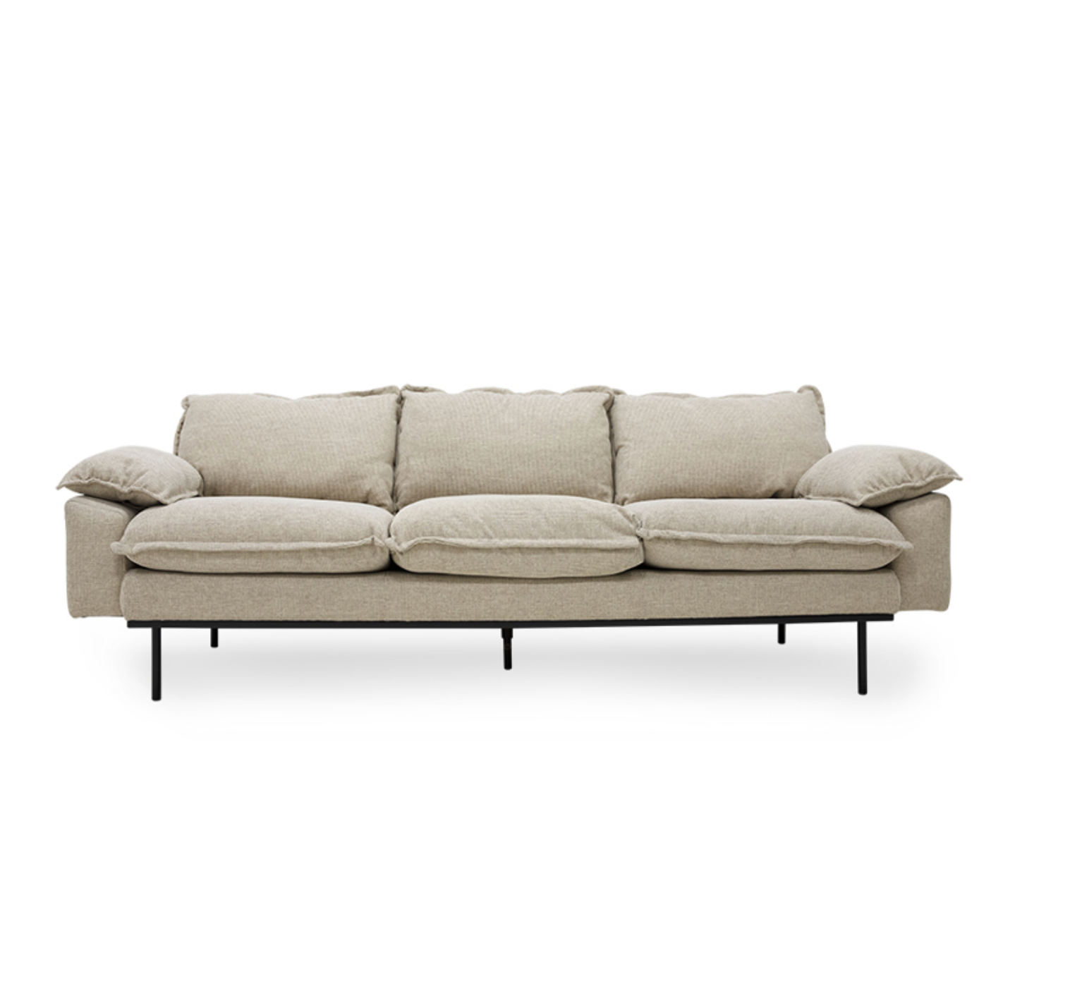 HK Living - Sofa Retro 3-Sitzer Wafer cream