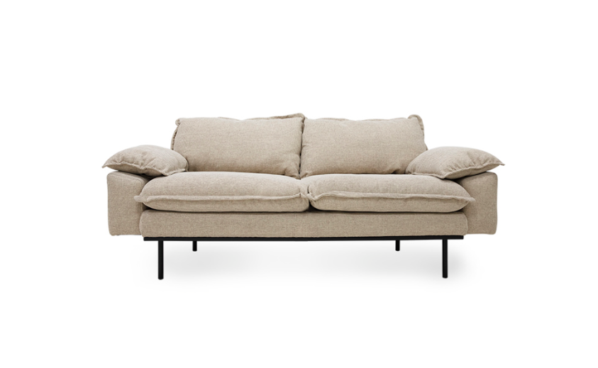 HK Living - Sofa Retro 2-Sitzer Wafer cream