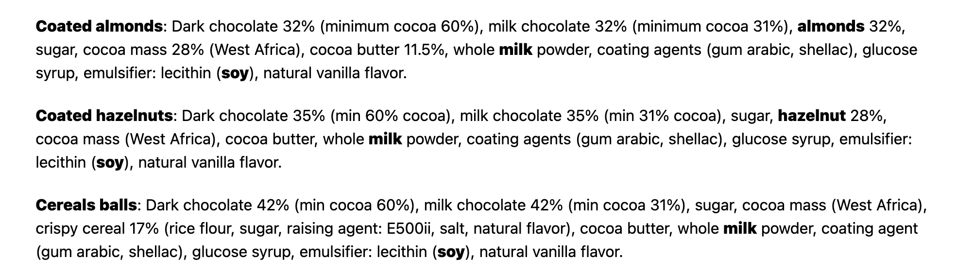 Le chocolat des francais - Nüsse in Schokolade