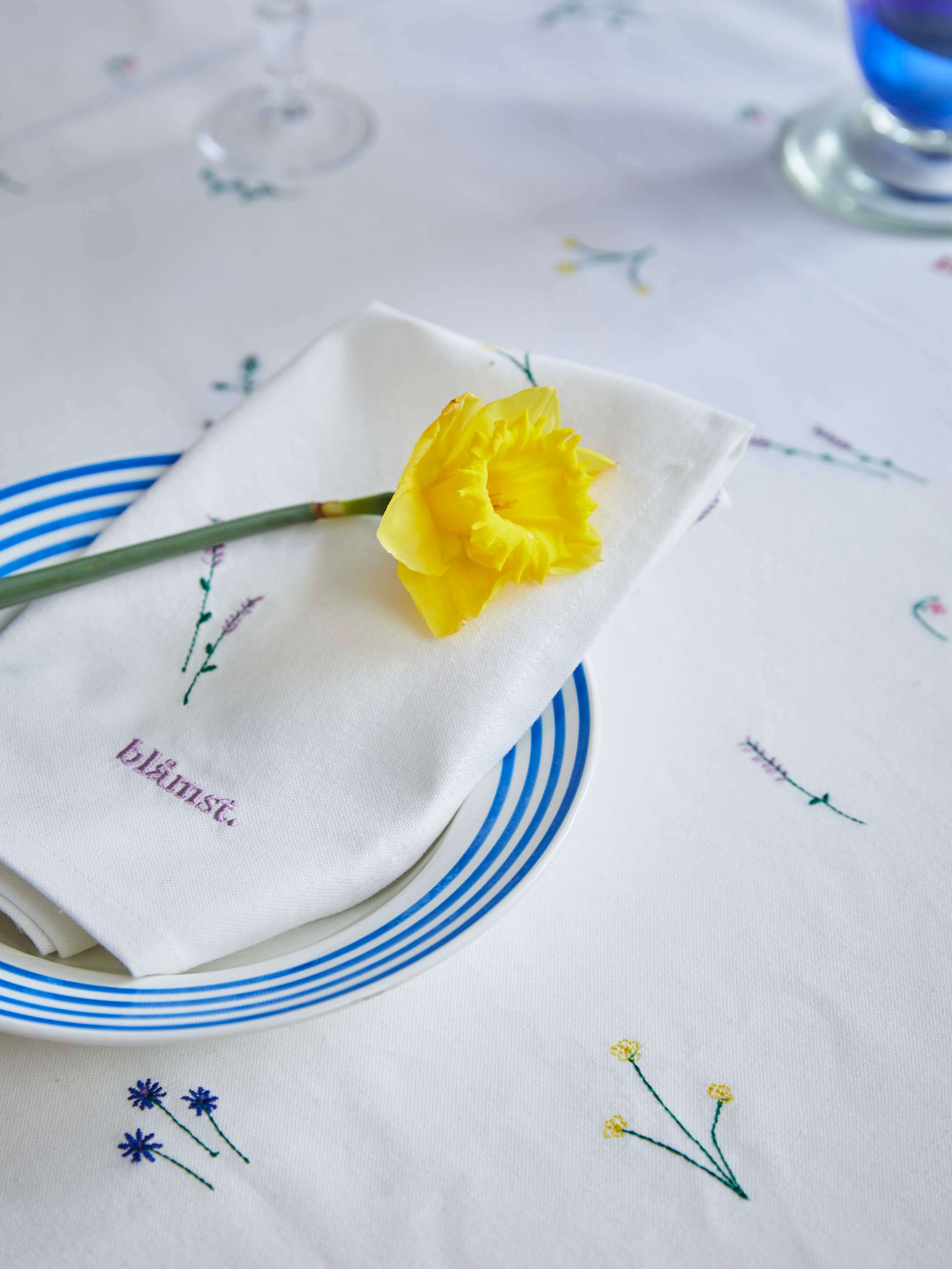 Blåmst - Flower Stoffserviette