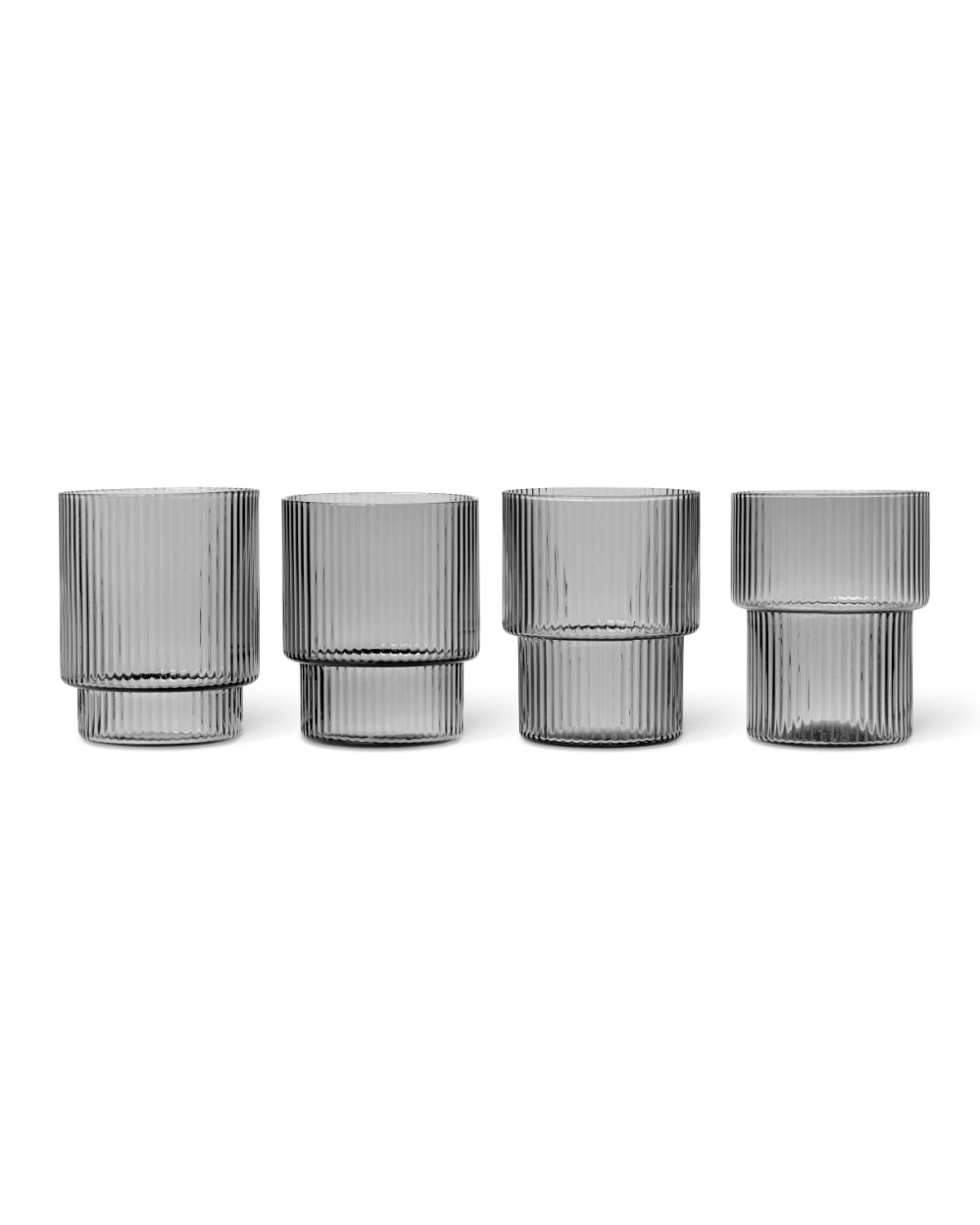ferm LIVING - RIPPLE Gläser 4er Set - smoked grey