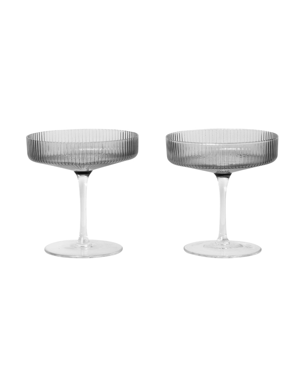 ferm LIVING - RIPPLE Champagner Gläser 2er Set - smoked grey