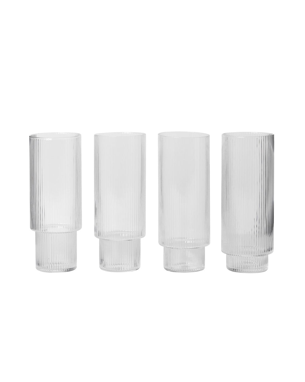 ferm LIVING - RIPPLE Longdrink Gläser 4er Set - klar