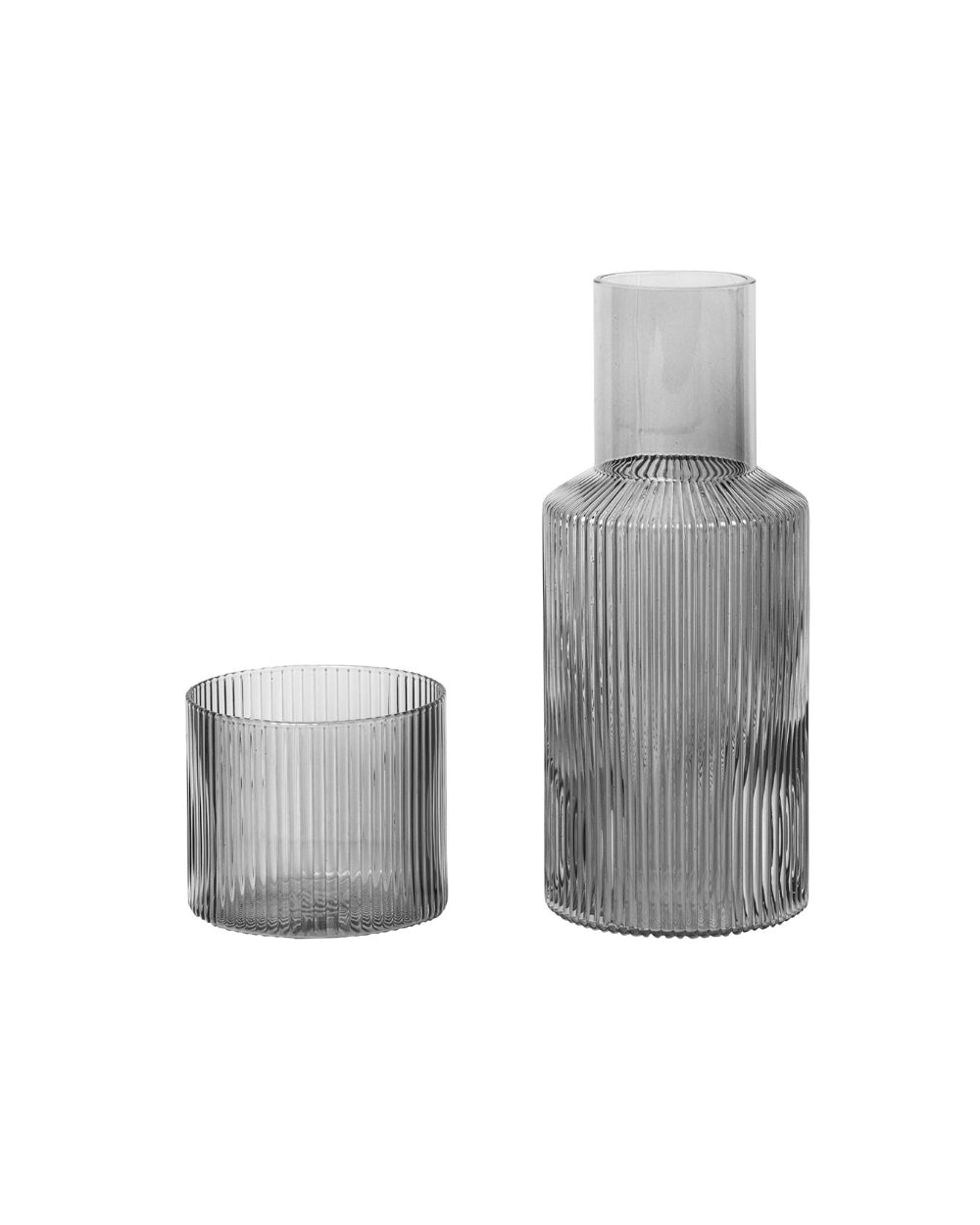 ferm LIVING - RIPPLE Kleines Karaffen-Set - smoked grey