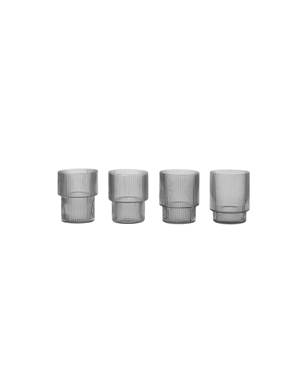 ferm LIVING - RIPPLE Shot Gläser 4er Set - smoked grey