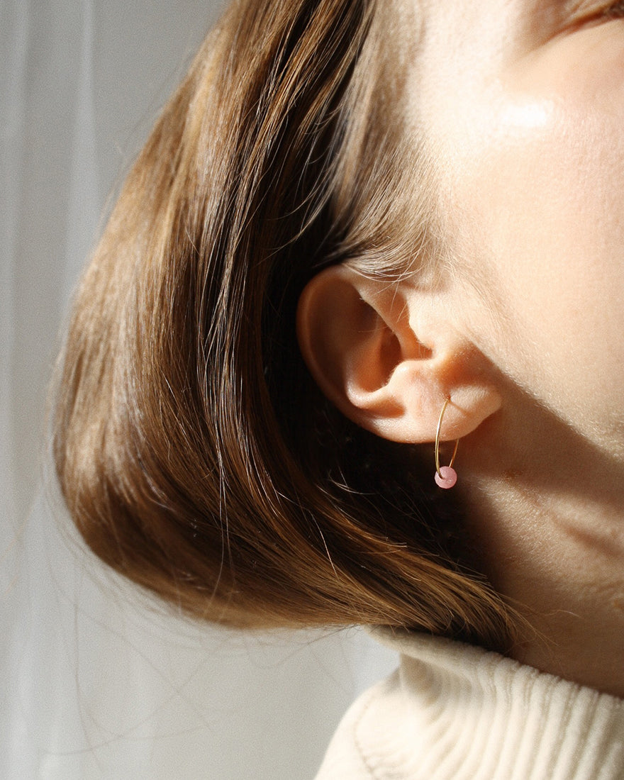 Jukserei - Ohrringe BIRTHSTONE HOOPS - gold