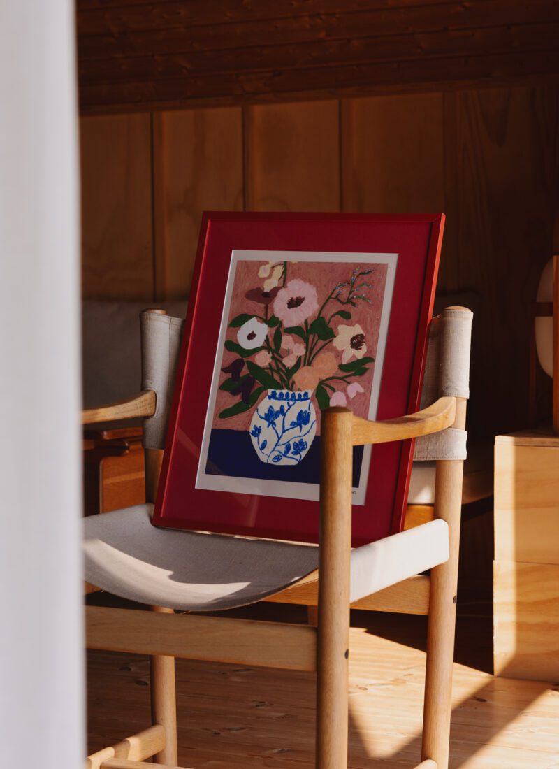 The Poster Club - Poster Flowers on blue table