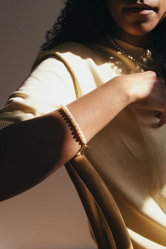 Jukserei - CROISSANT Armband - gold pearl