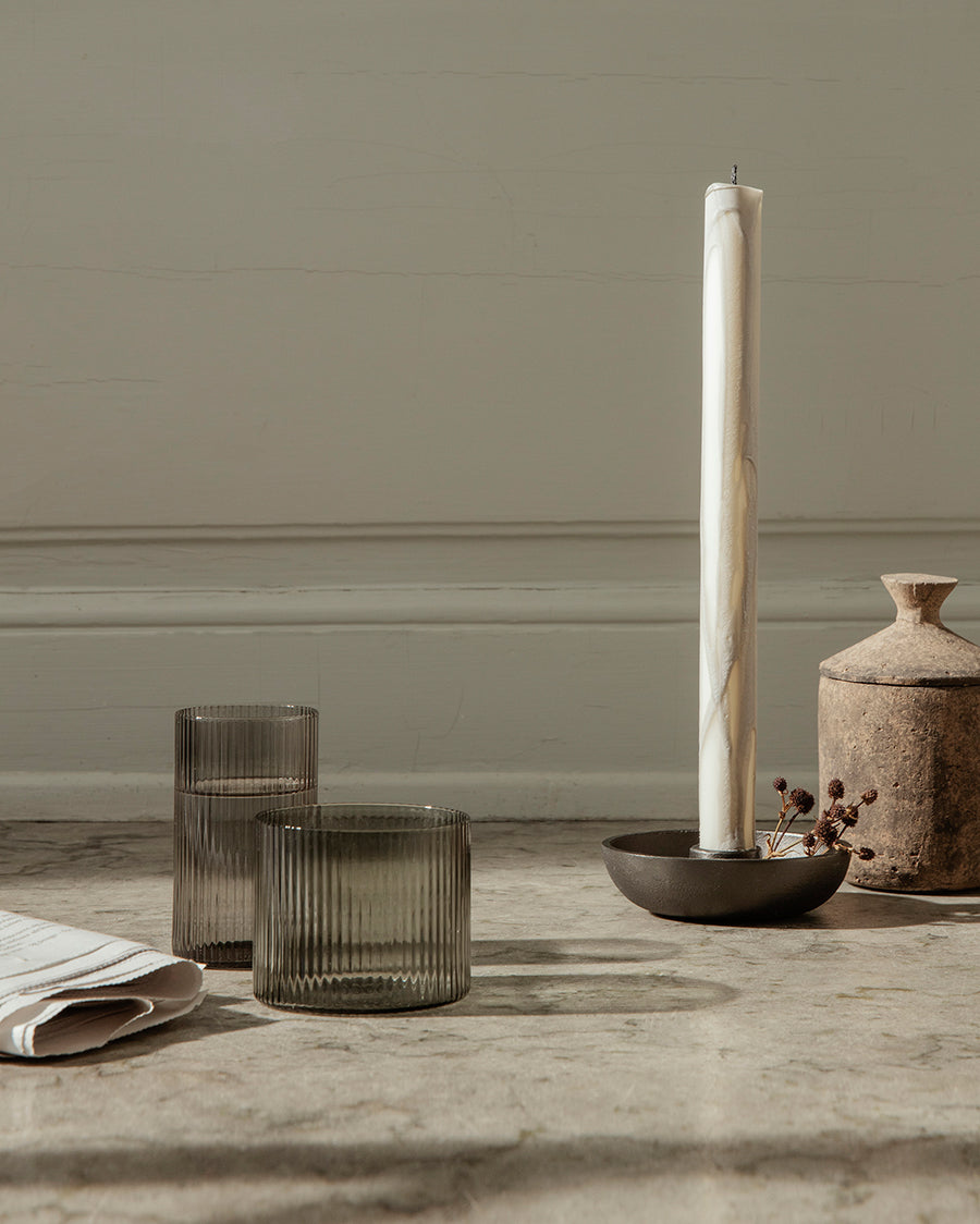 ferm LIVING - RIPPLE Low Gläser 4er Set - smoked grey