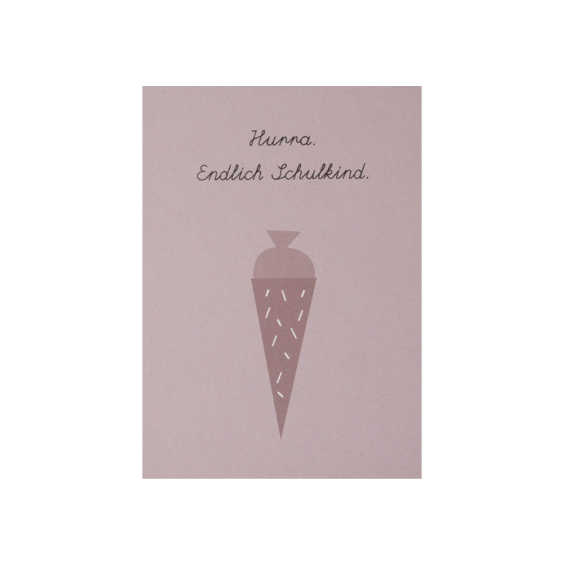 Papier Ahoi - Postkarte "Hurra, Endlich Schulkind" - rosa